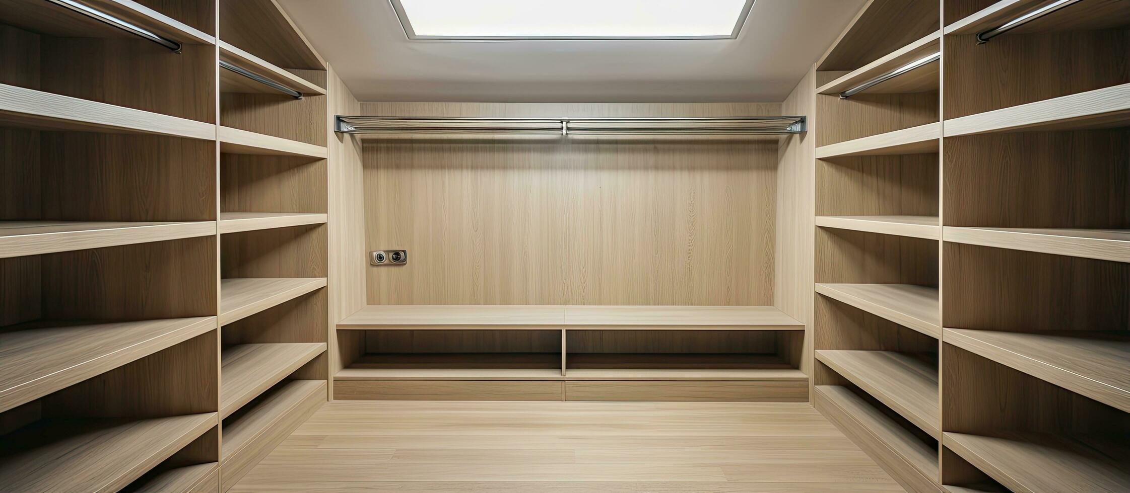 Vacant integrated wardrobe in an extravagant residence photo