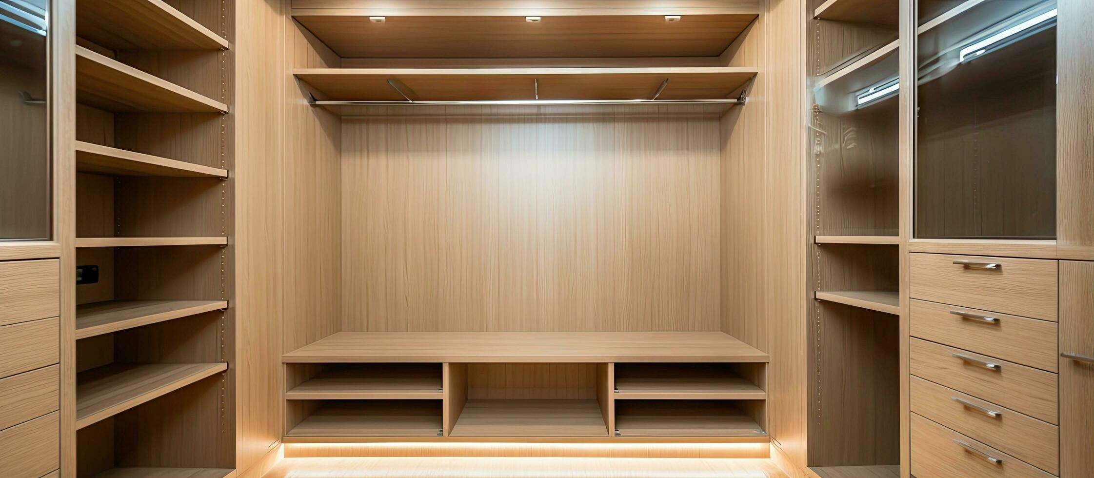 Vacant integrated wardrobe in an extravagant residence photo