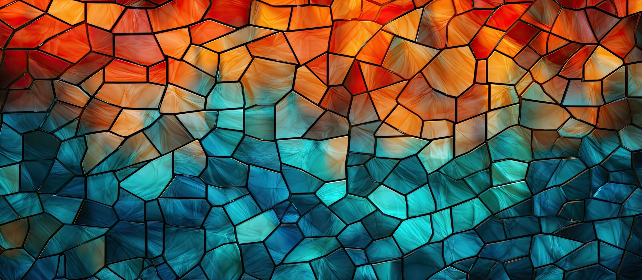 Abstract illustration of a mosaic tile bathroom with a stained glass wall photo