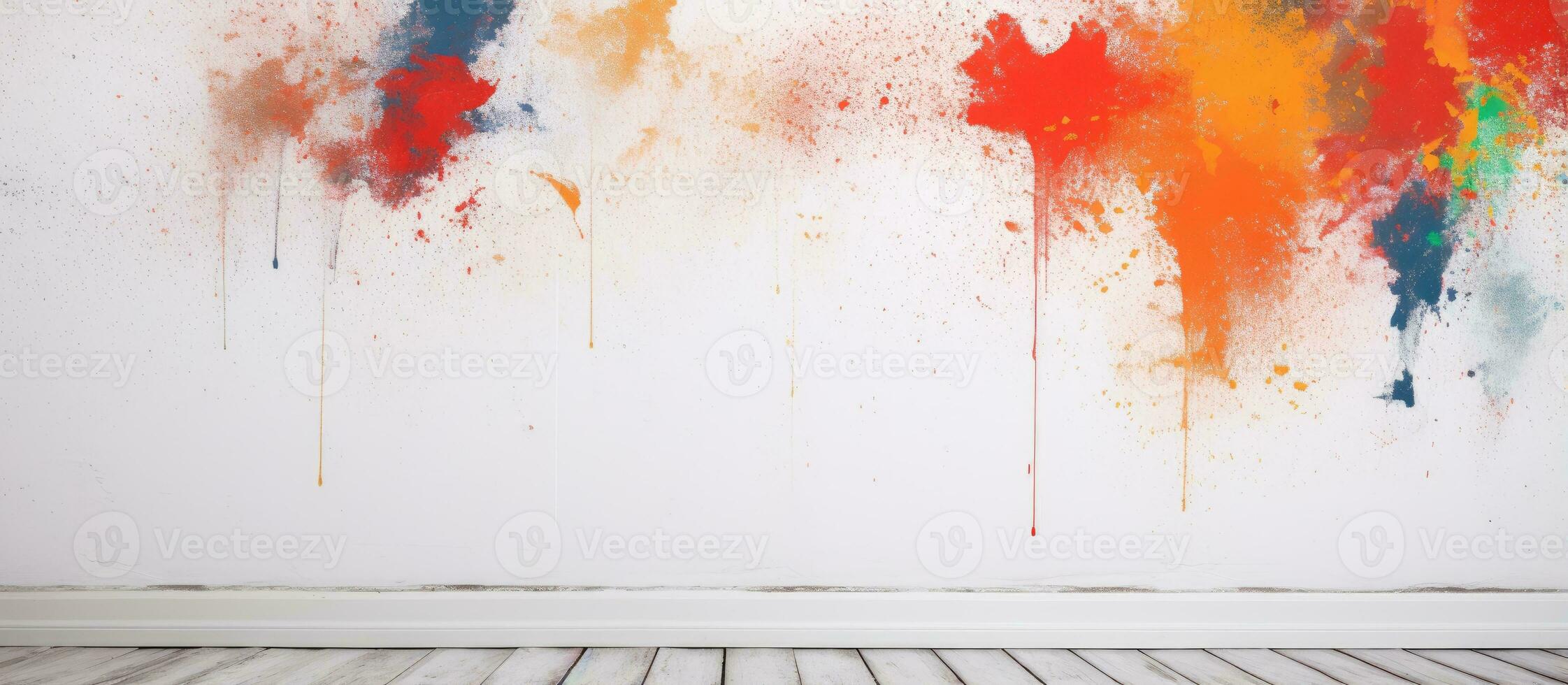 Interior wall decorations painted with scratchy white paint photo