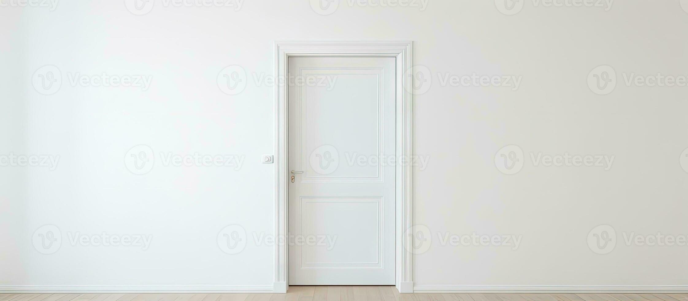 Newly renovated apartment interior featuring a white door light walls and ceiling and an angled view photo