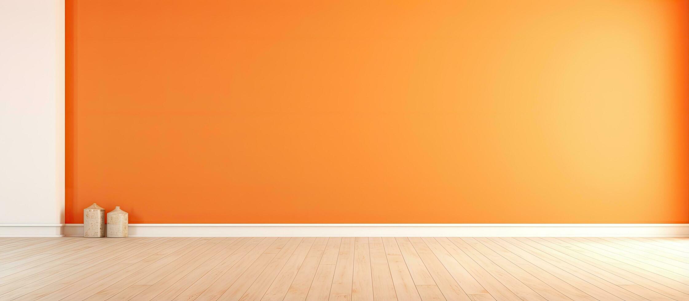 Minimalist interior design with painted wall wooden floor empty room illustration photo