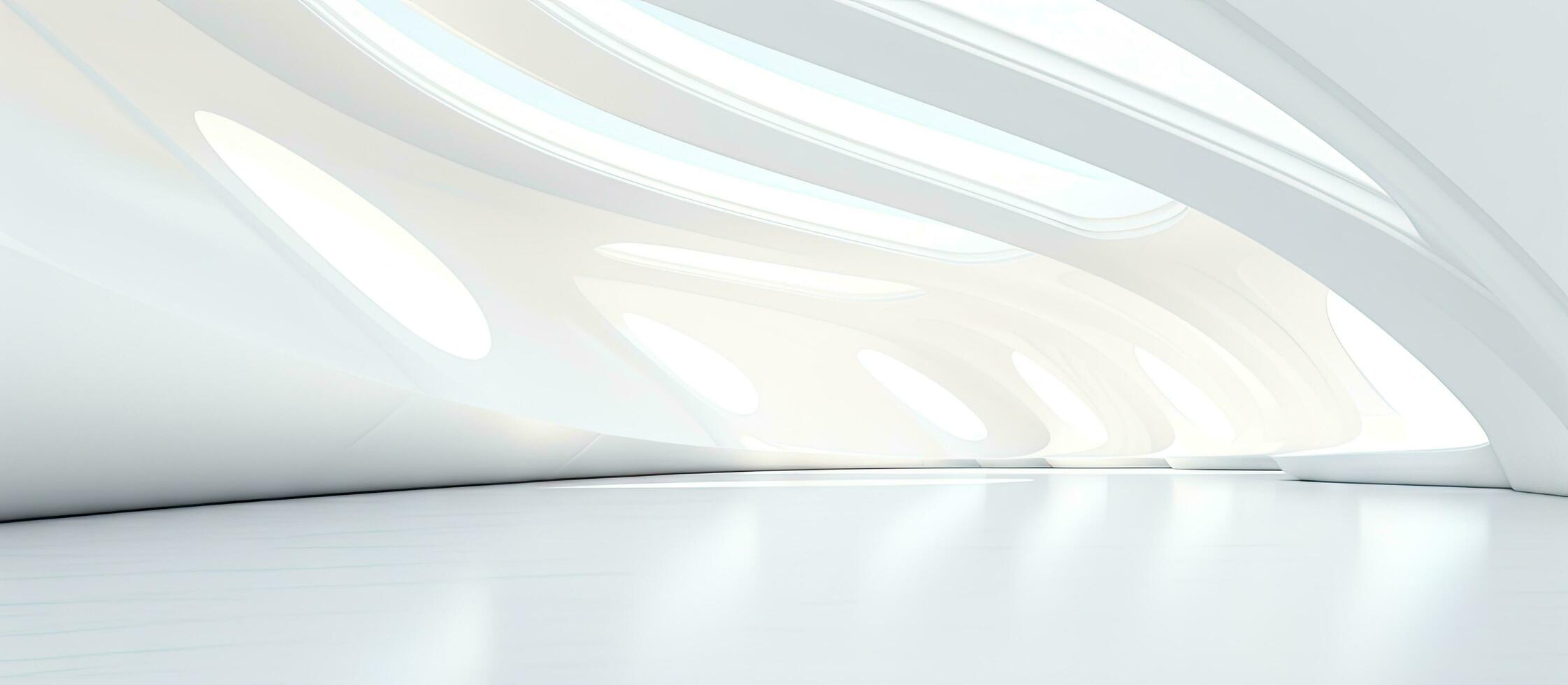 Abstract contemporary architectural backdrop vacant white open interiors CGI representation photo