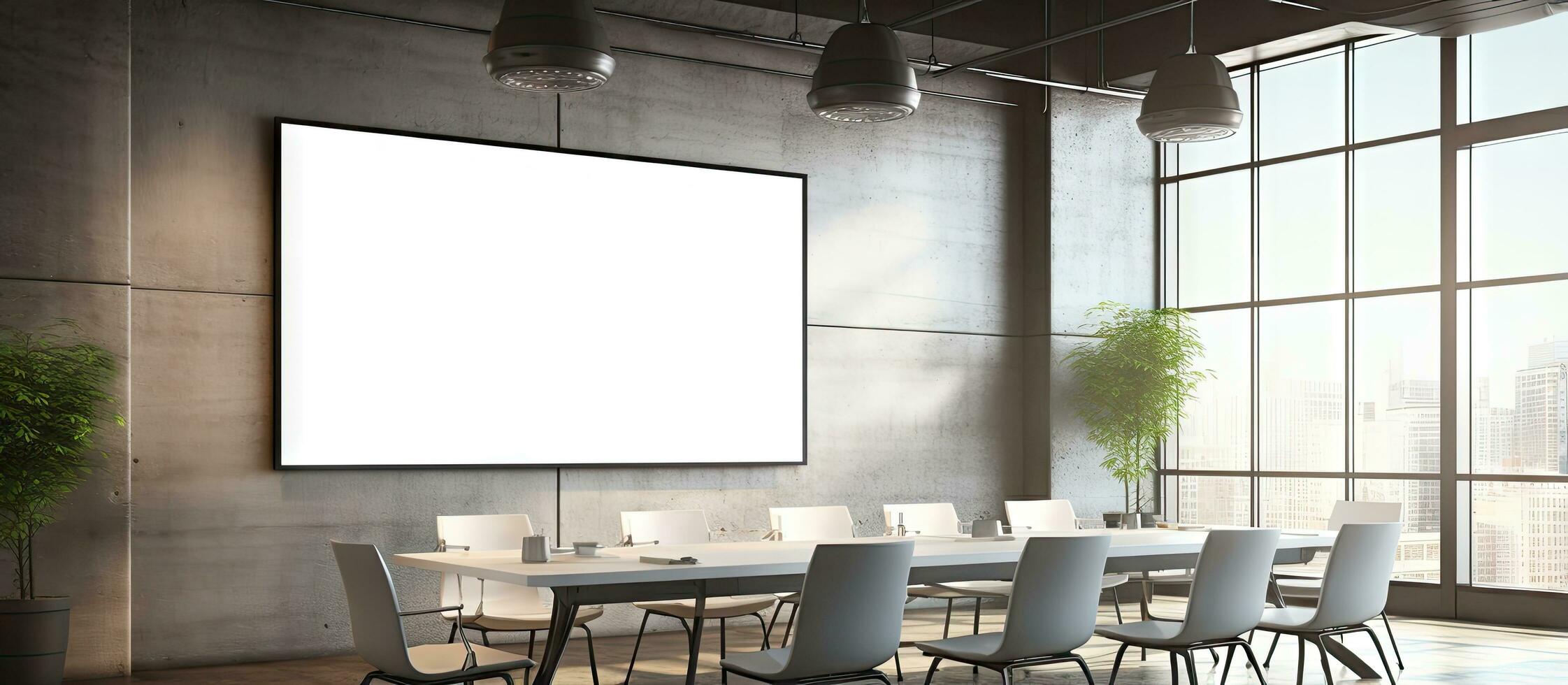 an empty poster in a contemporary conference room photo