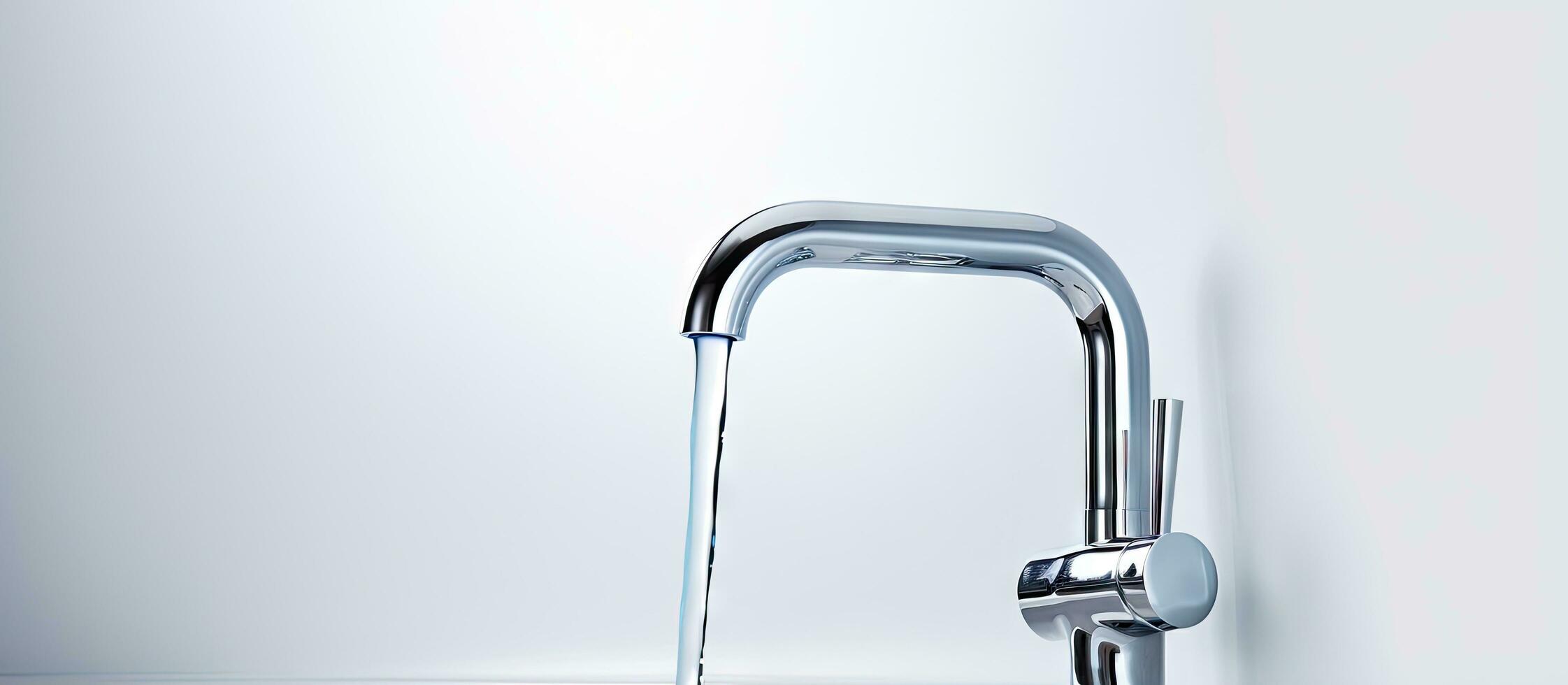 Close up of a white background water tap with a flexible lever photo