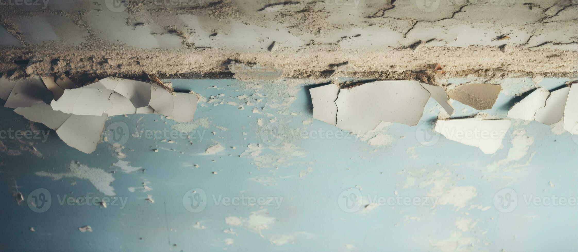 atención en reparando un agua dañado techo hecho de paneles de yeso foto