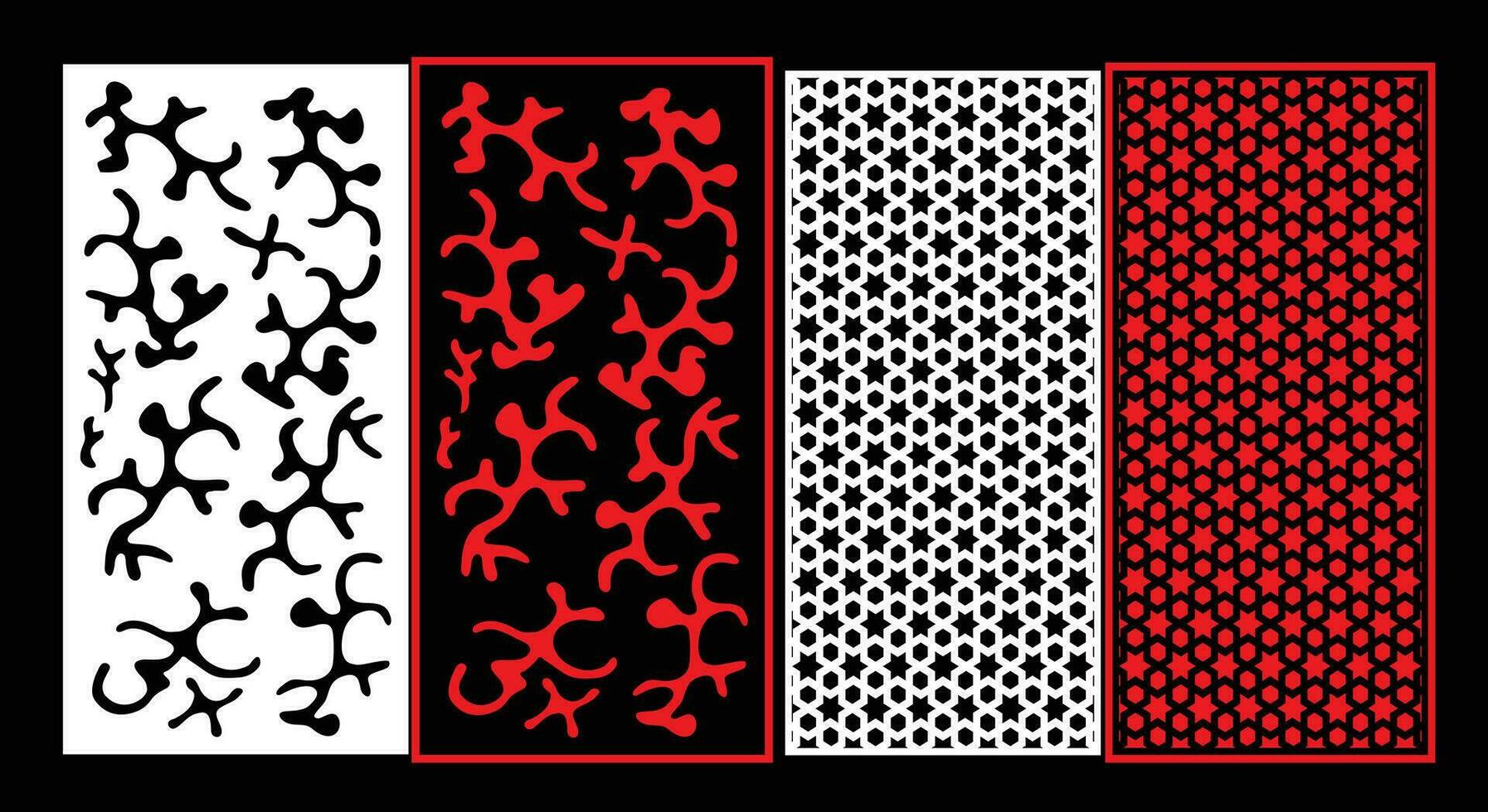 Decorative wall panels set Jali design CNC pattern,laser cutting pattern,router CNCcutting. vector