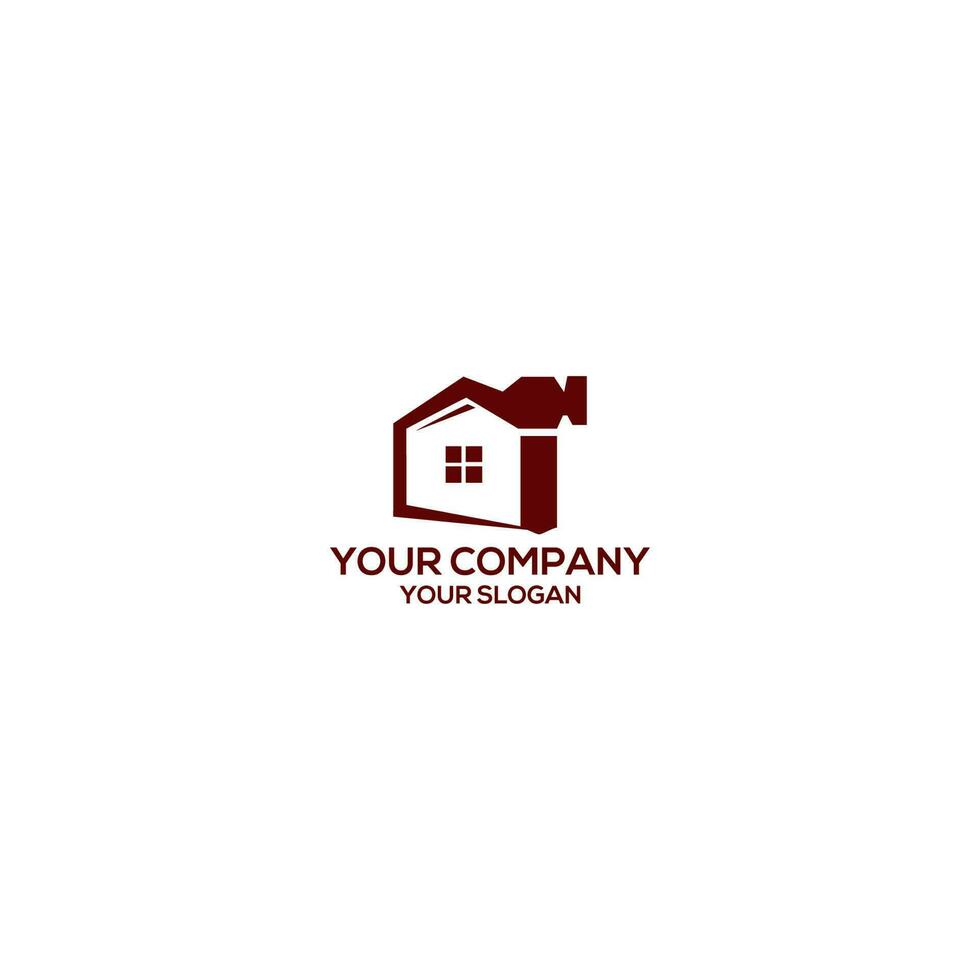 Home Hammer Construction Logo Design Vector