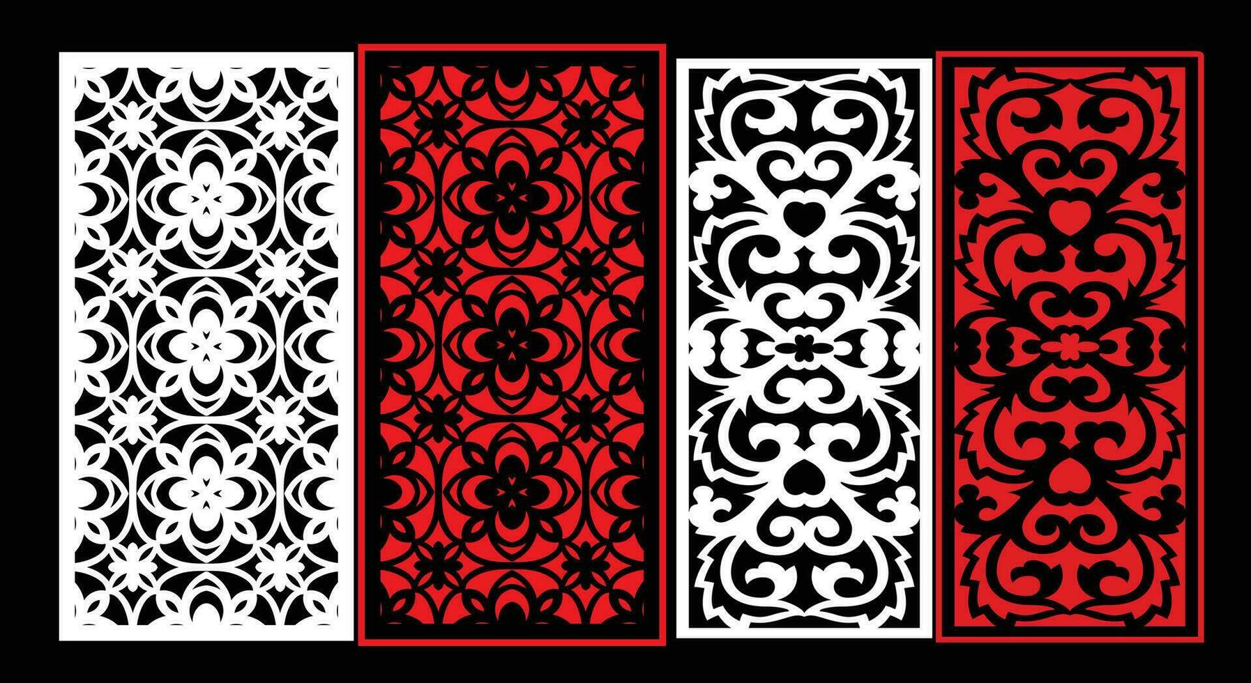 Decorative wall panels set Jali design CNC pattern,laser cutting pattern,router CNCcutting. vector