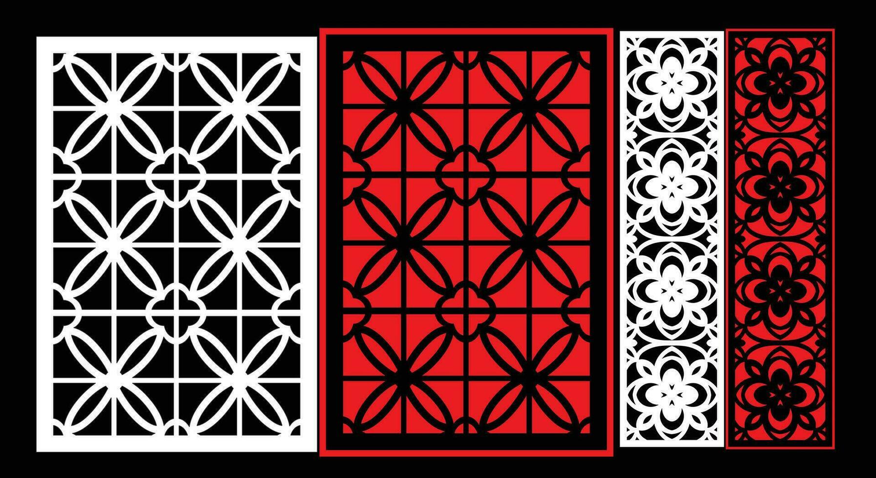 decorativo pared paneles conjunto jali diseño cnc patrón, láser corte patrón, enrutador corte. vector