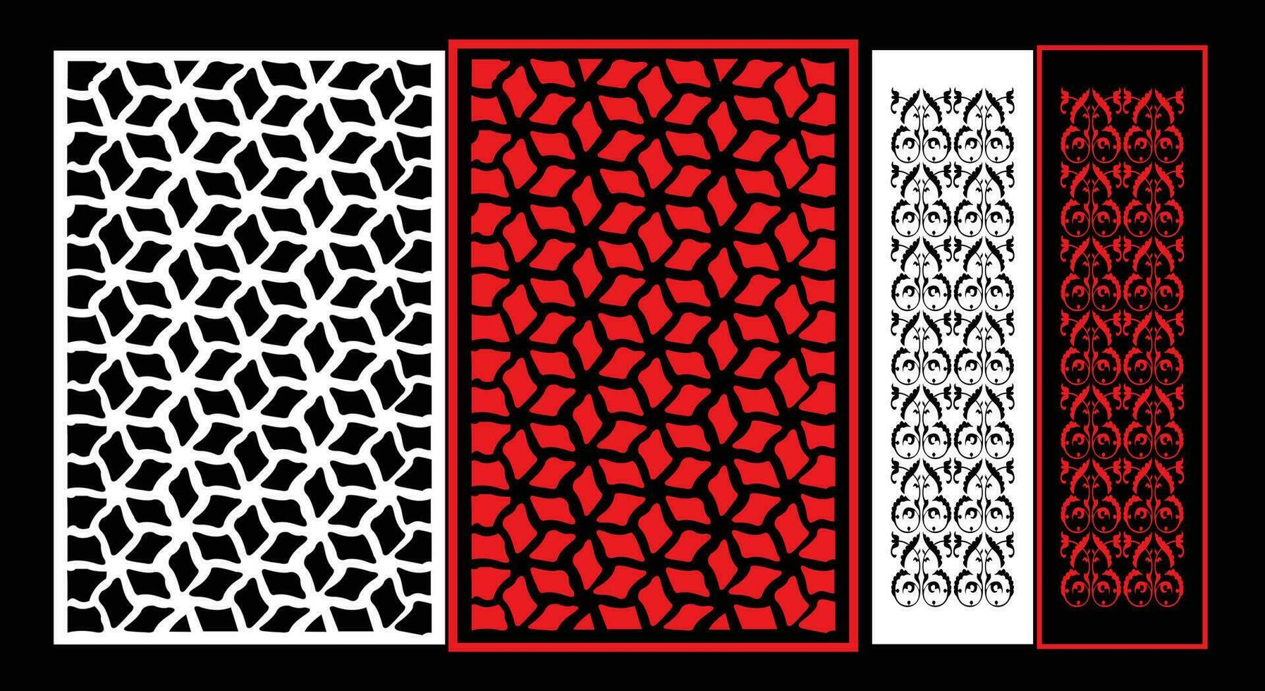 decorativo pared paneles conjunto jali diseño cnc patrón, láser corte patrón, enrutador corte. vector