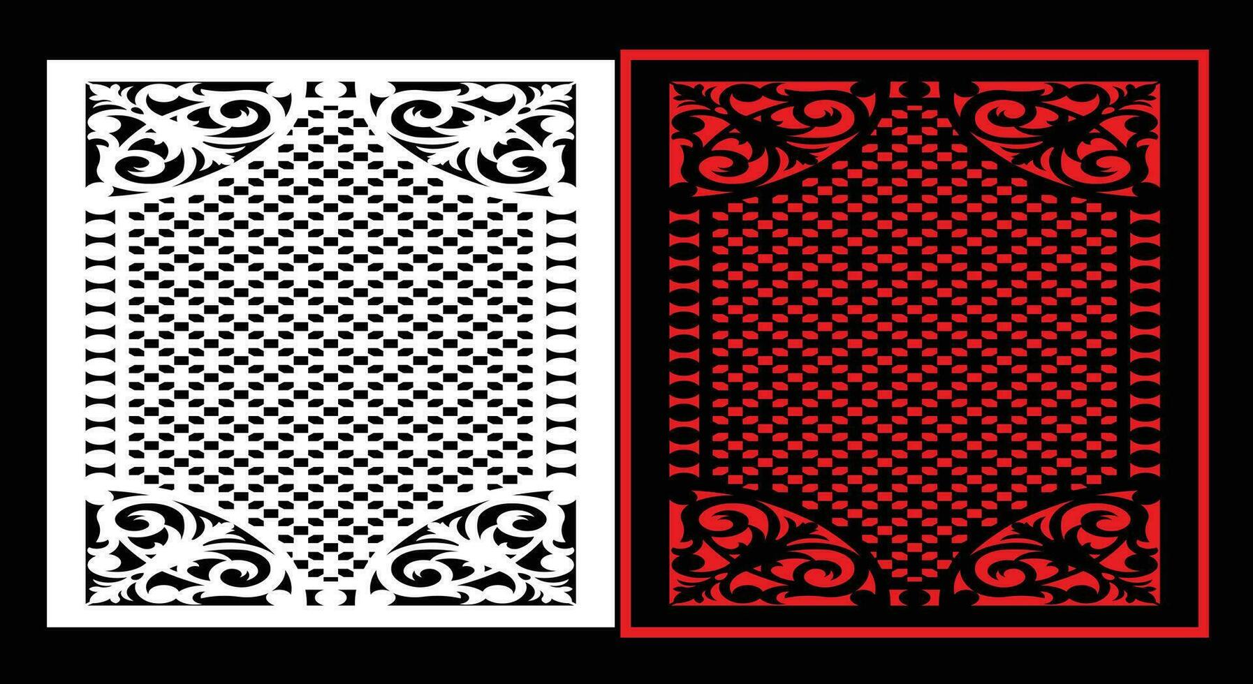 Decorative wall panels set Jali design CNC pattern,laser cutting pattern,router CNCcutting. vector