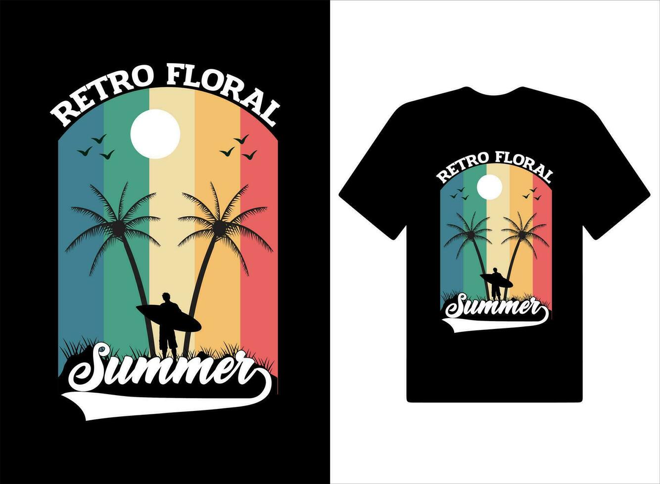 Enjoy the summer t-shirts Design vintage summer illustration and vector Pro Vector