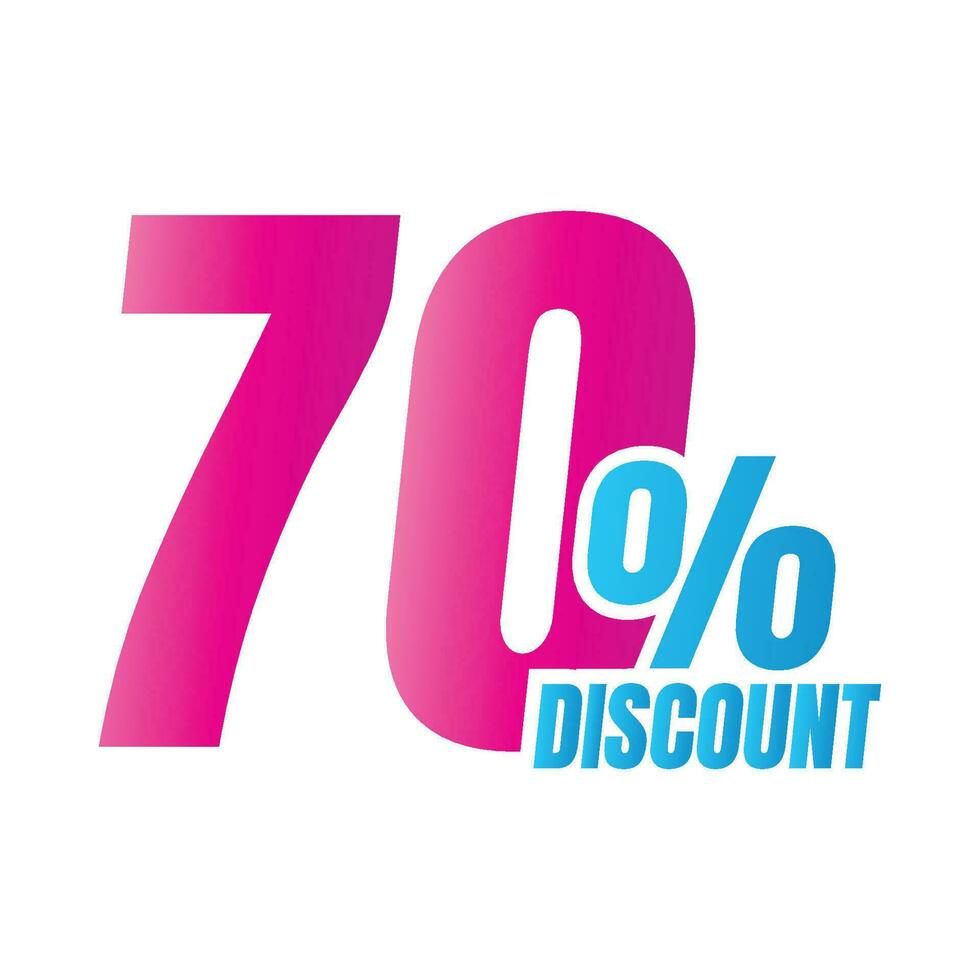 70 percent discount deal icon, 70 percent special offer discount vector, 70 percent sale price reduction offer, Friday shopping sale discount percentage design vector