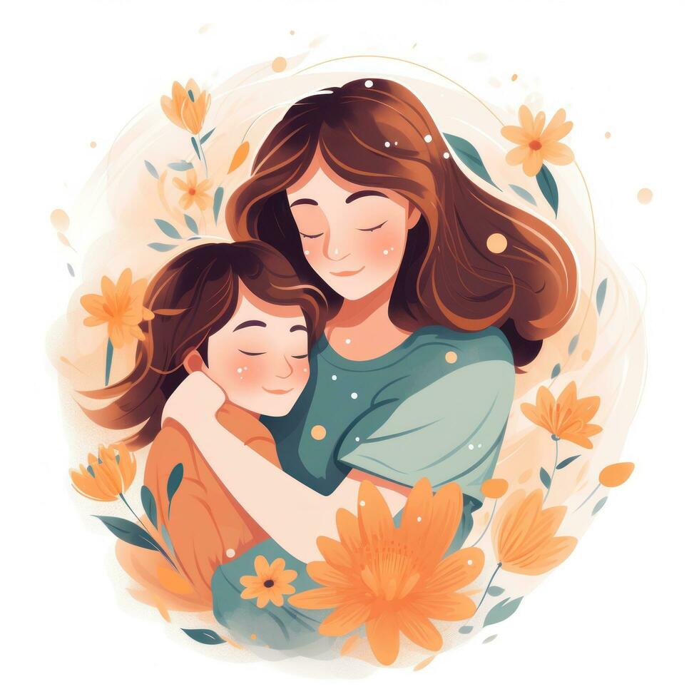 Happy mom and daughter illustration photo