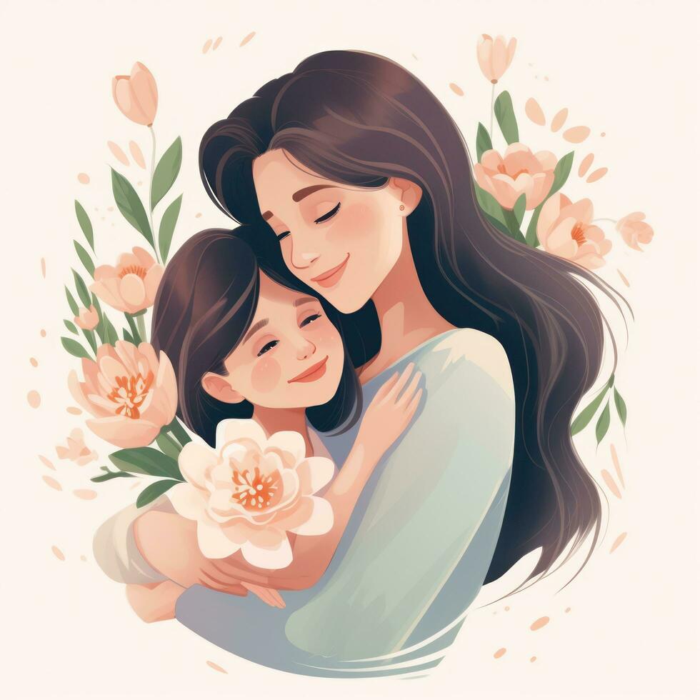 contento mamá y hija ilustración foto