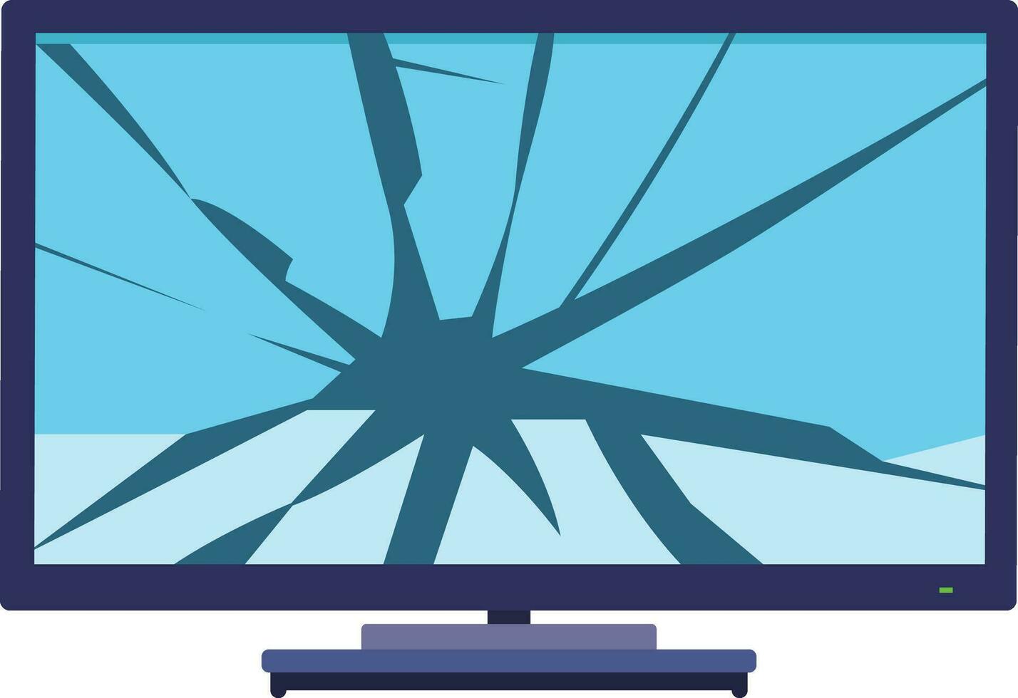TV or LED , LCD monitor with a broken screen flat style vector illustration, cracked Television , cracked Computer monitor screen stock vector image