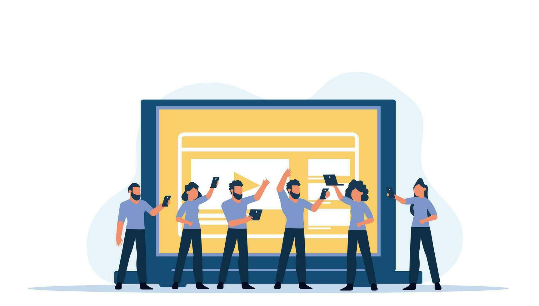 Digital classroom virtual learning education concept illustration vector. Computer class school study knowledge online. Student training with smart laptop network. Web video teaching distance course vector