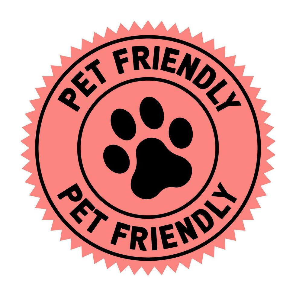 Pet friendly badge stamp. This space allows mascots. Dogs and cats are welcome. vector