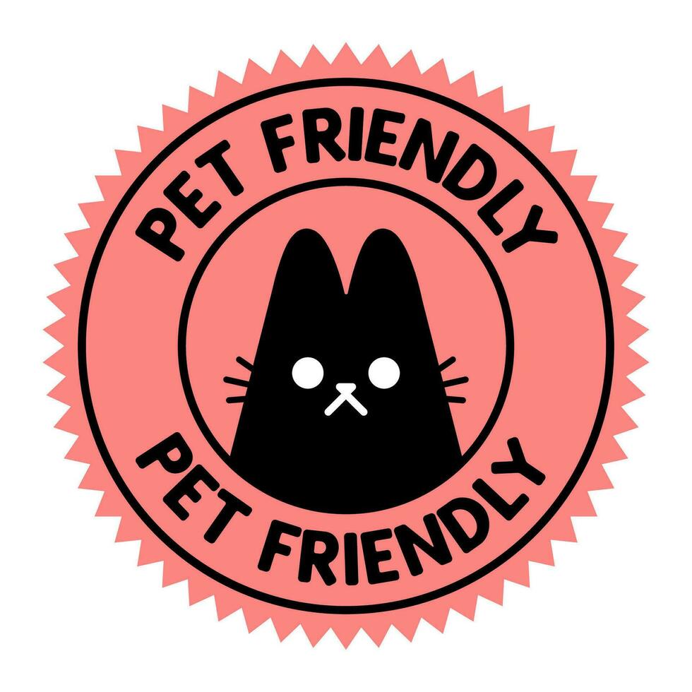 Pet friendly badge stamp. This space allows mascots. Dogs and cats are welcome. vector