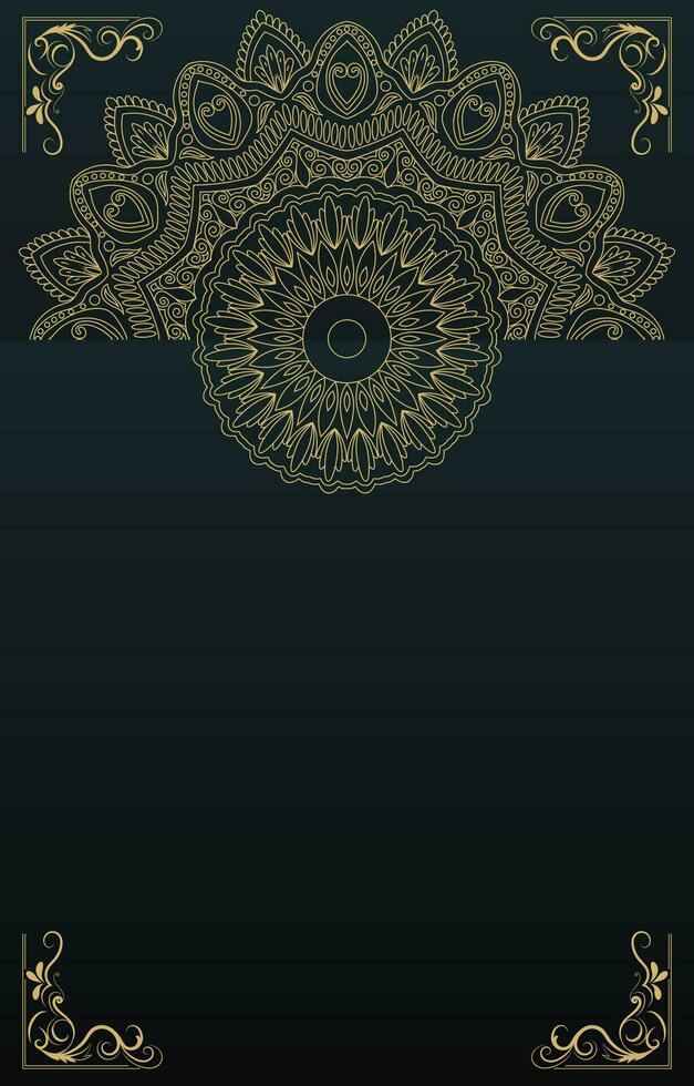 Luxurious Mandala. Dark green background. boho sun for christmas party new year holiday wrapping paper Yoga Wallpapers Beauty Salon Spa Accessories Wedding Gift Package vector
