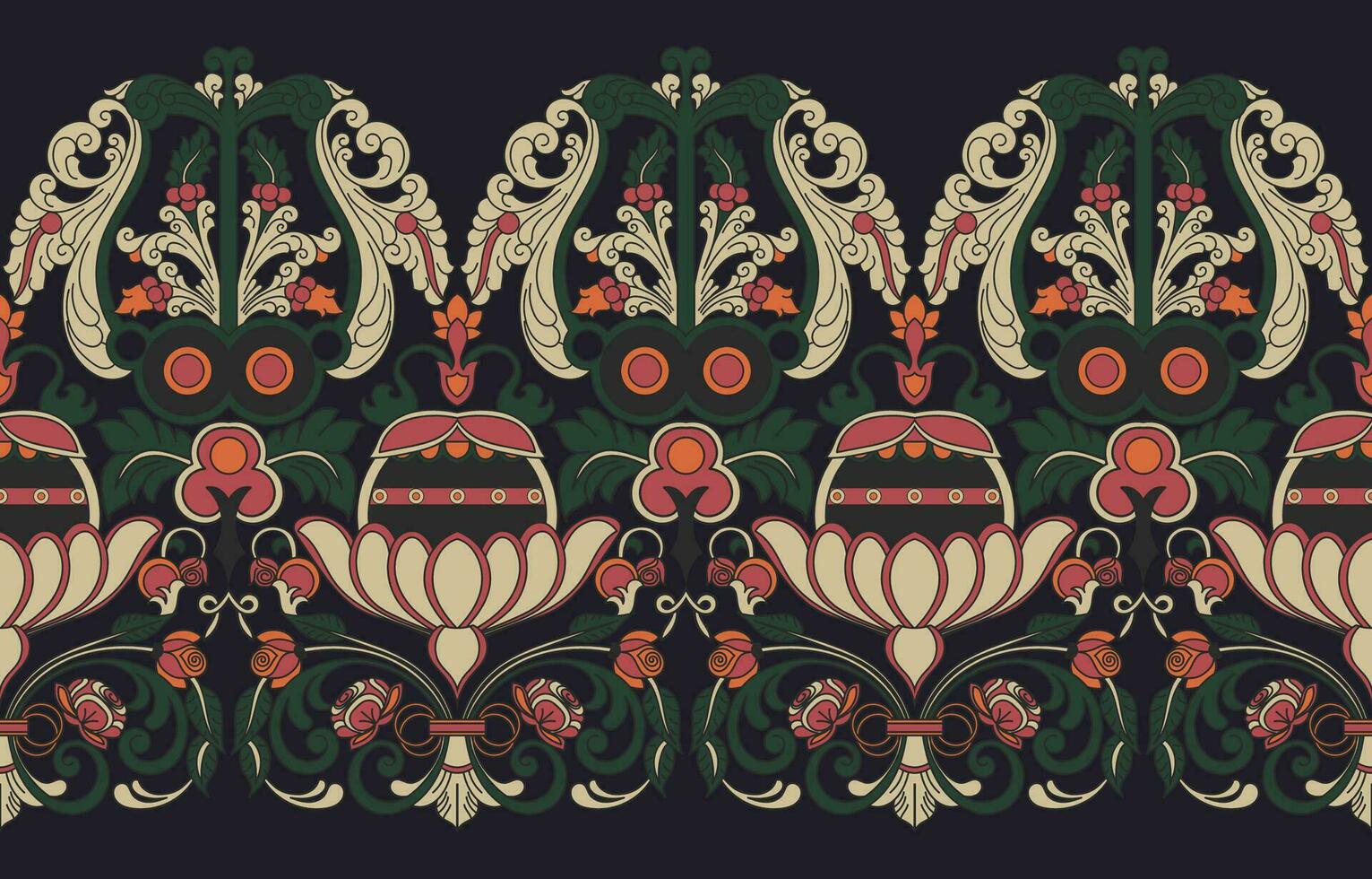 Vintage flower border. Paper decorative border. Embroidery. seamless flower vector