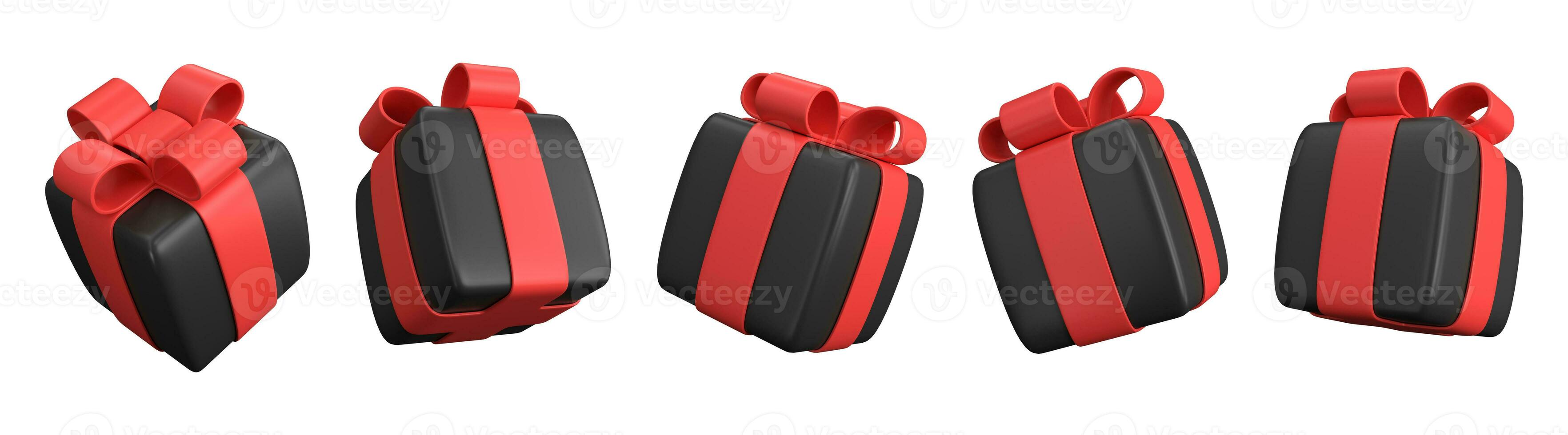 3d set of gift boxes with a bow in a minimalistic style. banner design element for black friday. illustration isolated on white background. 3d rendering photo