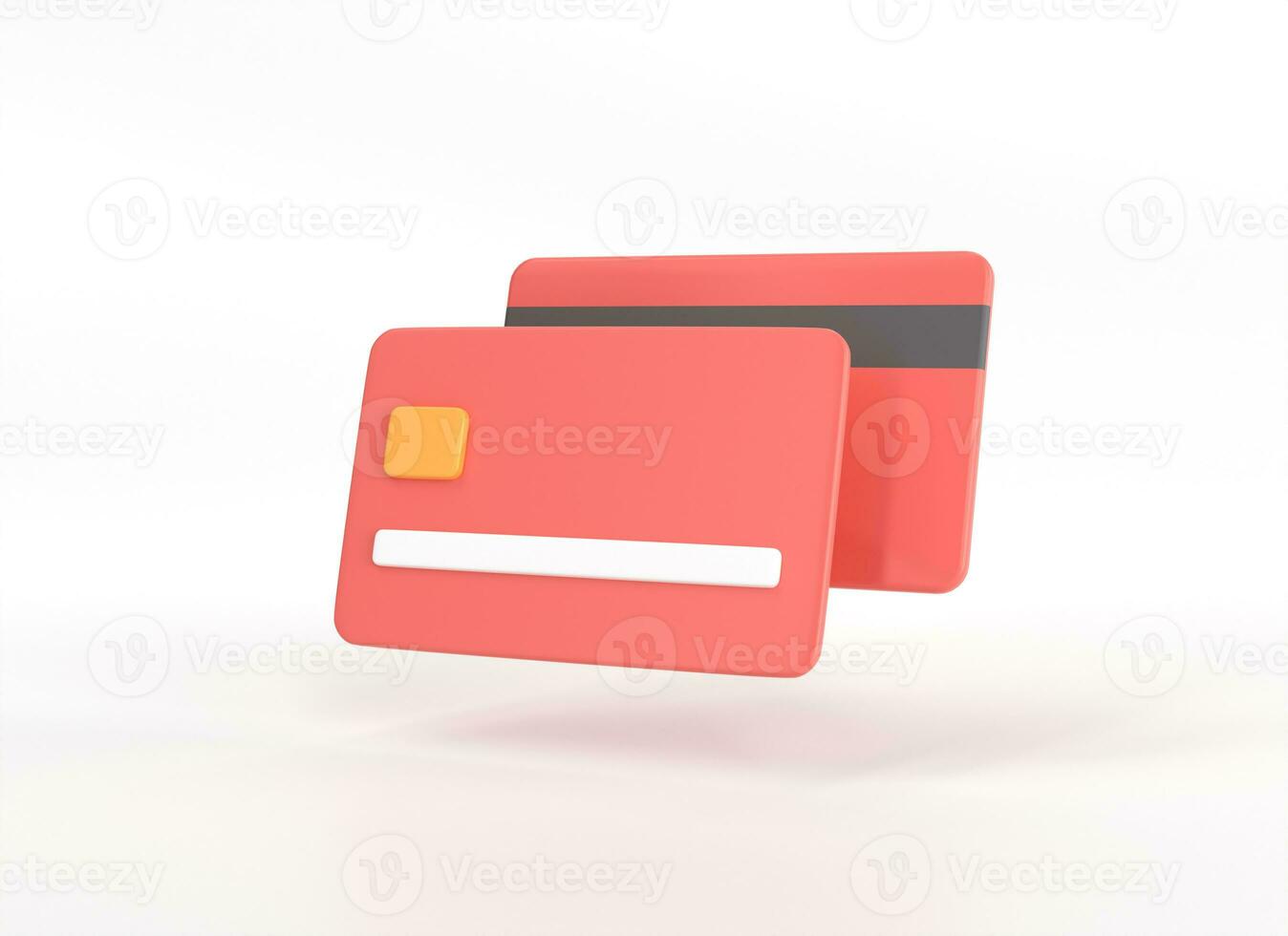 3d credit card icon for contactless payments, online payment concept. 3D render illustration isolated on white background photo