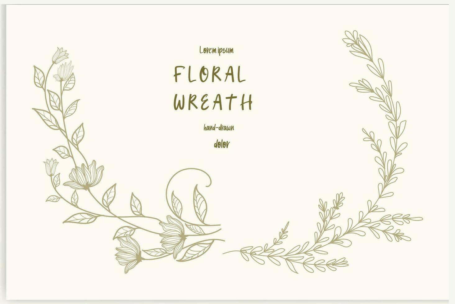 Hand-drawn floral frames with flowers, branches, and leaves. Wreath. Elegant logo template. Vector illustration for labels, branding business identity, and wedding invitations.