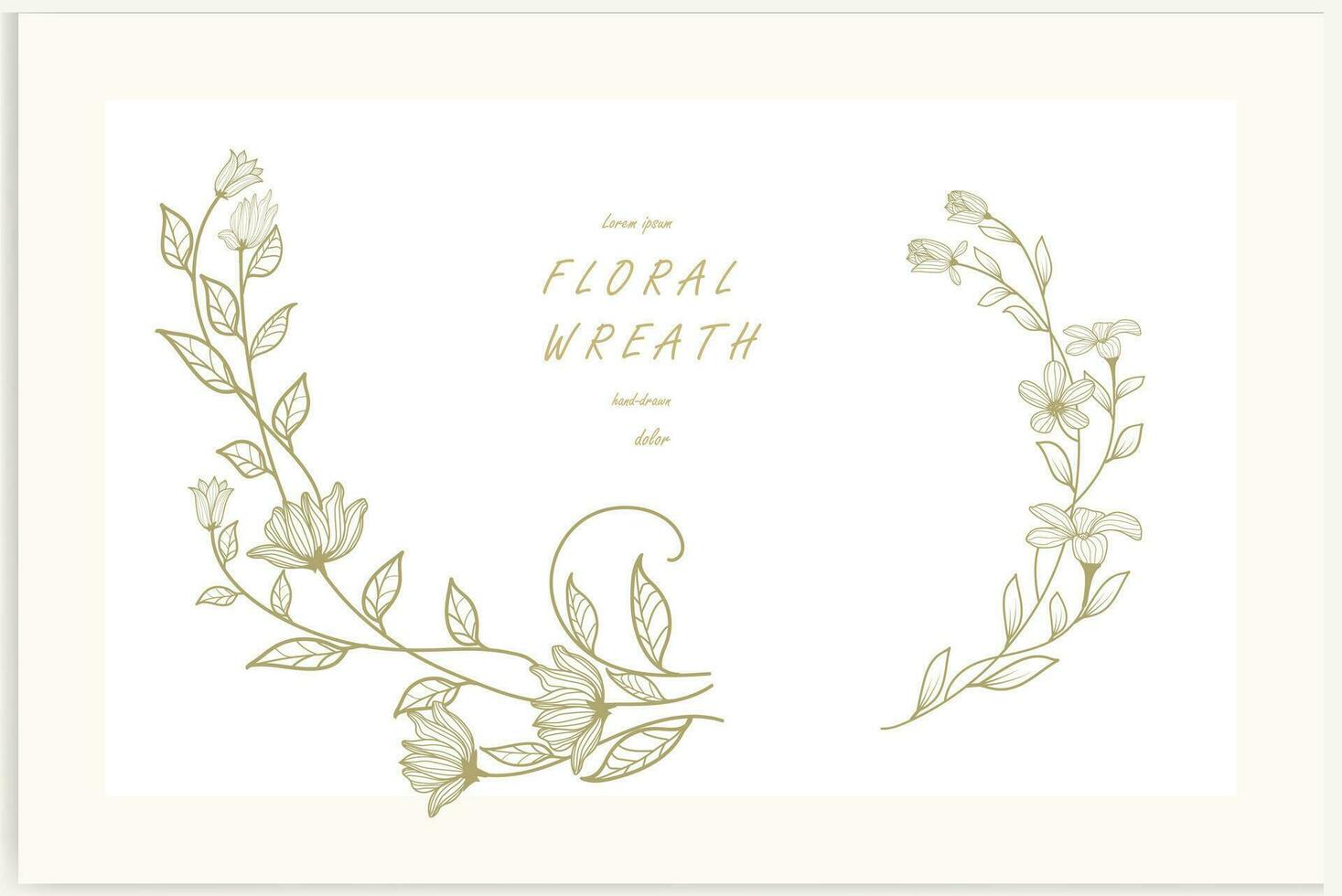 Hand-drawn floral frames with flowers, branches, and leaves. Wreath. Elegant logo template. Vector illustration for labels, branding business identity, and wedding invitations.