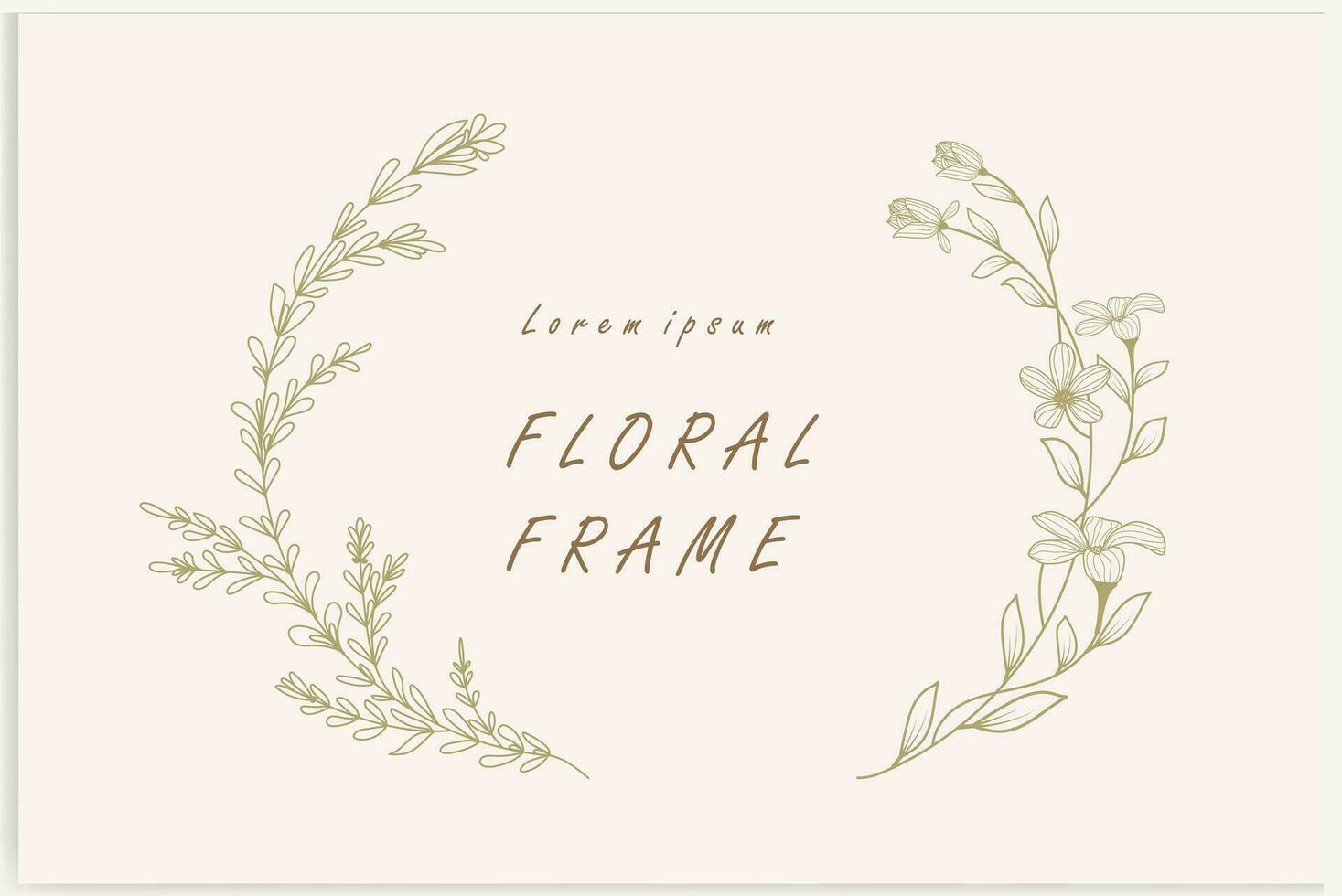 Hand-drawn floral frames with flowers, branches, and leaves. Wreath. Elegant logo template. Vector illustration for labels, branding business identity, and wedding invitations.