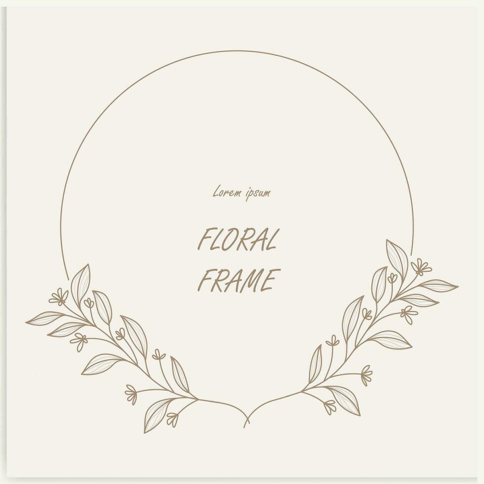 Hand-drawn floral frames with flowers, branches, and leaves. Wreath. Elegant logo template. Vector illustration for labels, branding business identity, and wedding invitations.