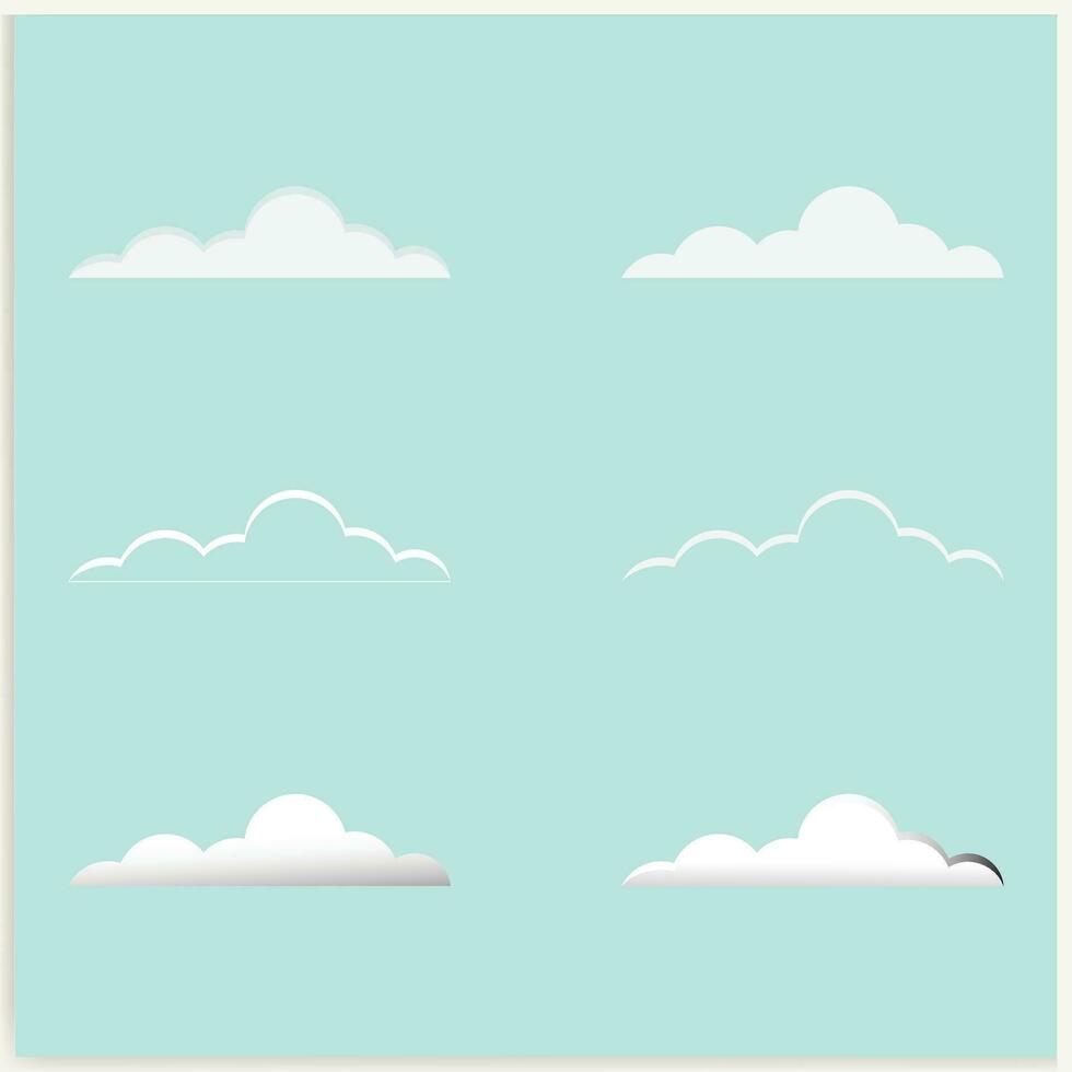 dibujos animados blanco nubes en azul cielo para diseño vector
