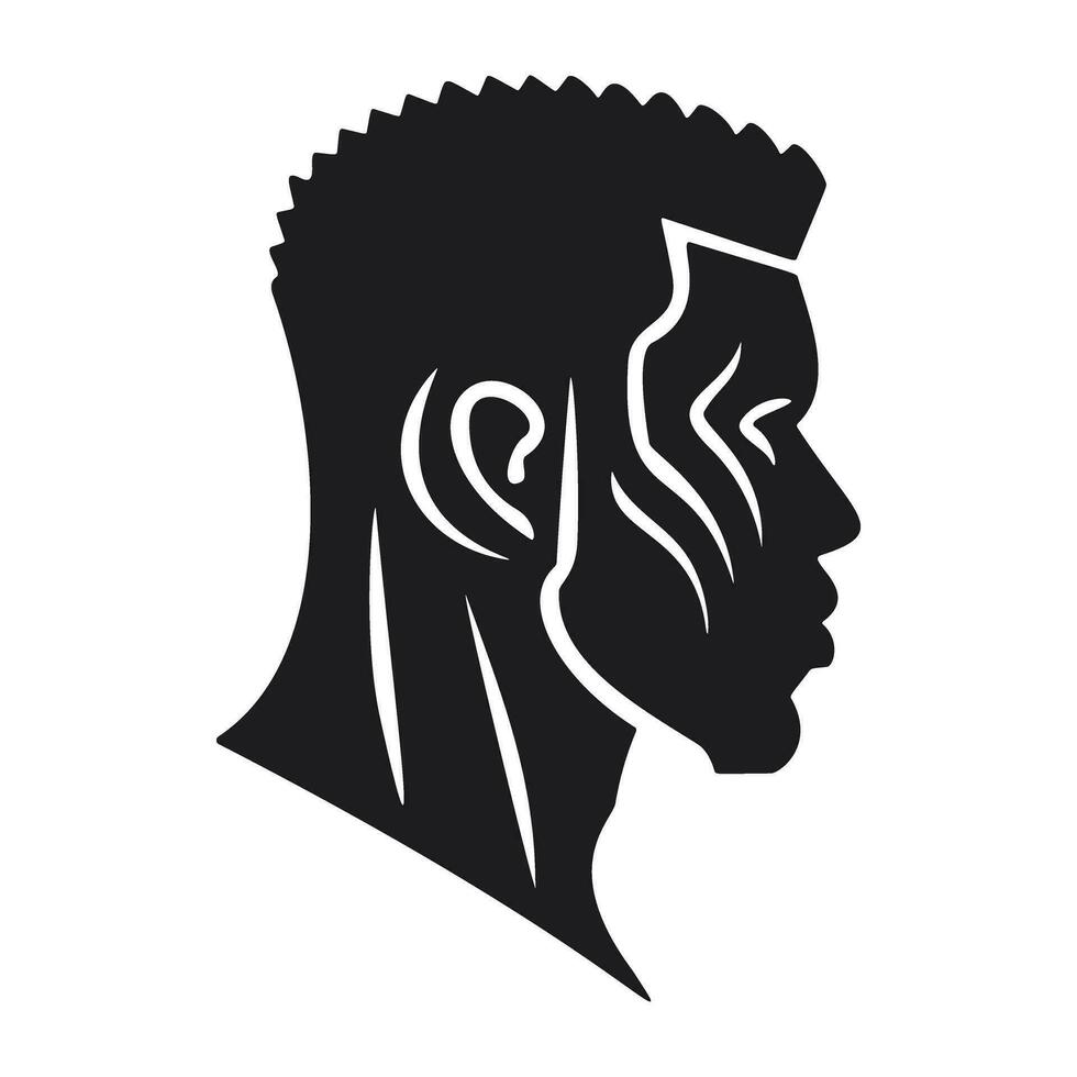 Profile Afro American Man Silhouette vector