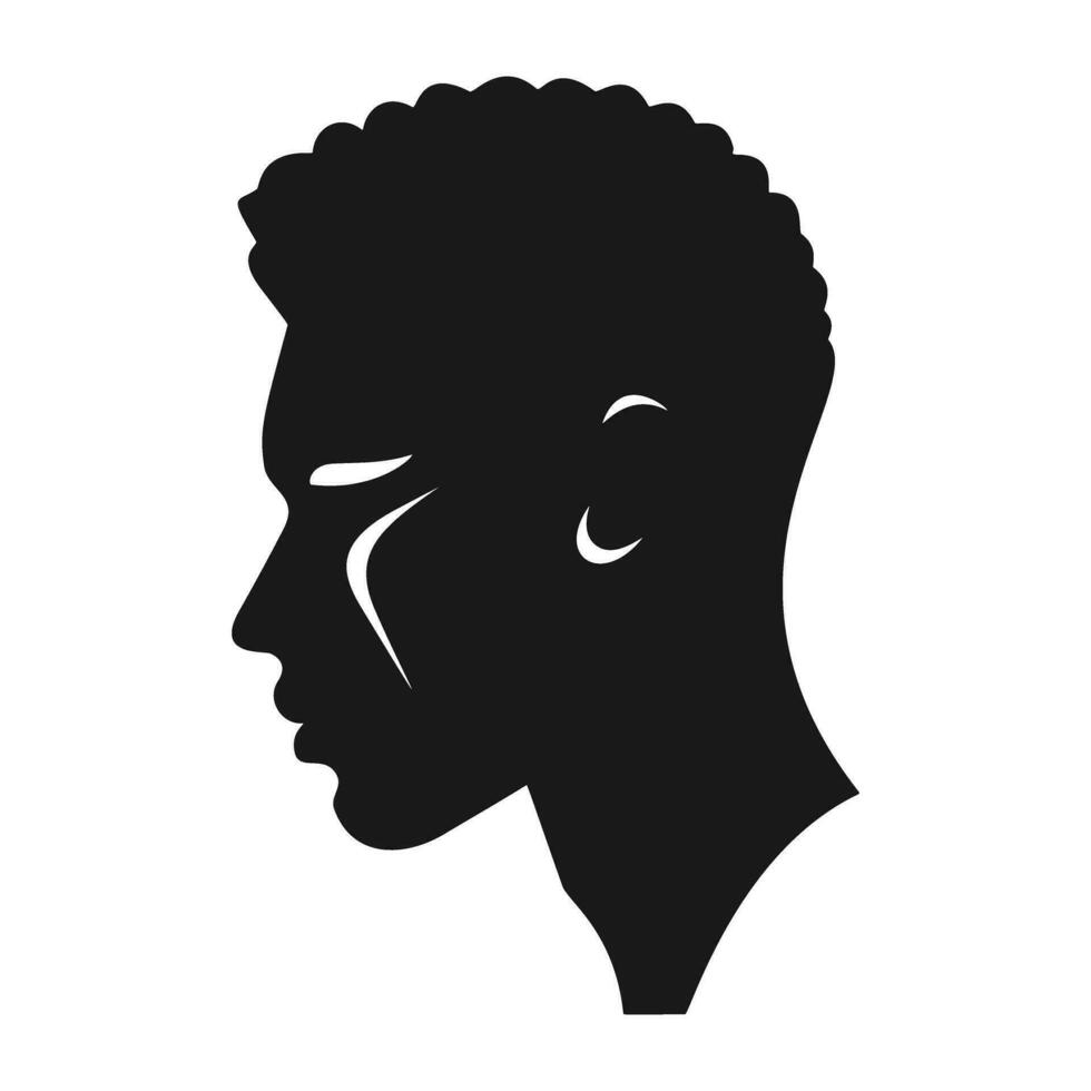 Profile Afro American Man Silhouette vector