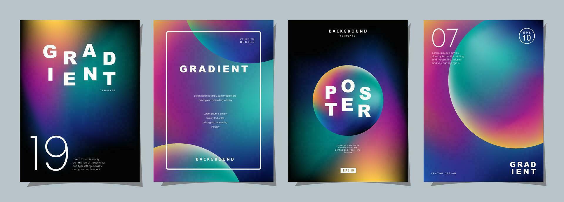 Set of creative covers or posters concept in modern style for corporate identity, branding, social media advertising, promo. Cover design template with dynamic gradients. vector