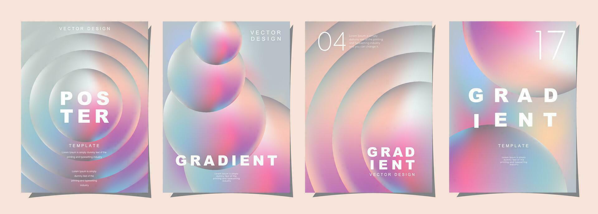 Set of creative covers or posters concept in modern style for corporate identity, branding, social media advertising, promo. Cover design template with dynamic gradients. vector