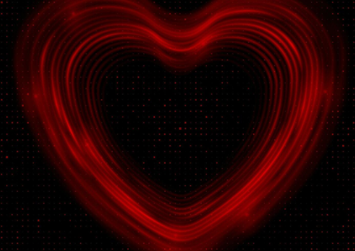 Red smooth hearts and dots on black background vector