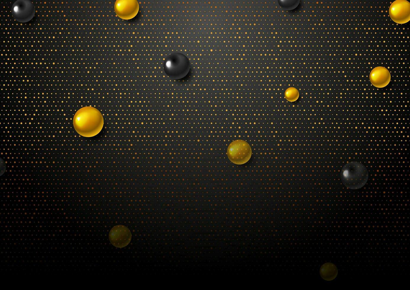 Abstract shiny background with golden dots and glossy beads vector