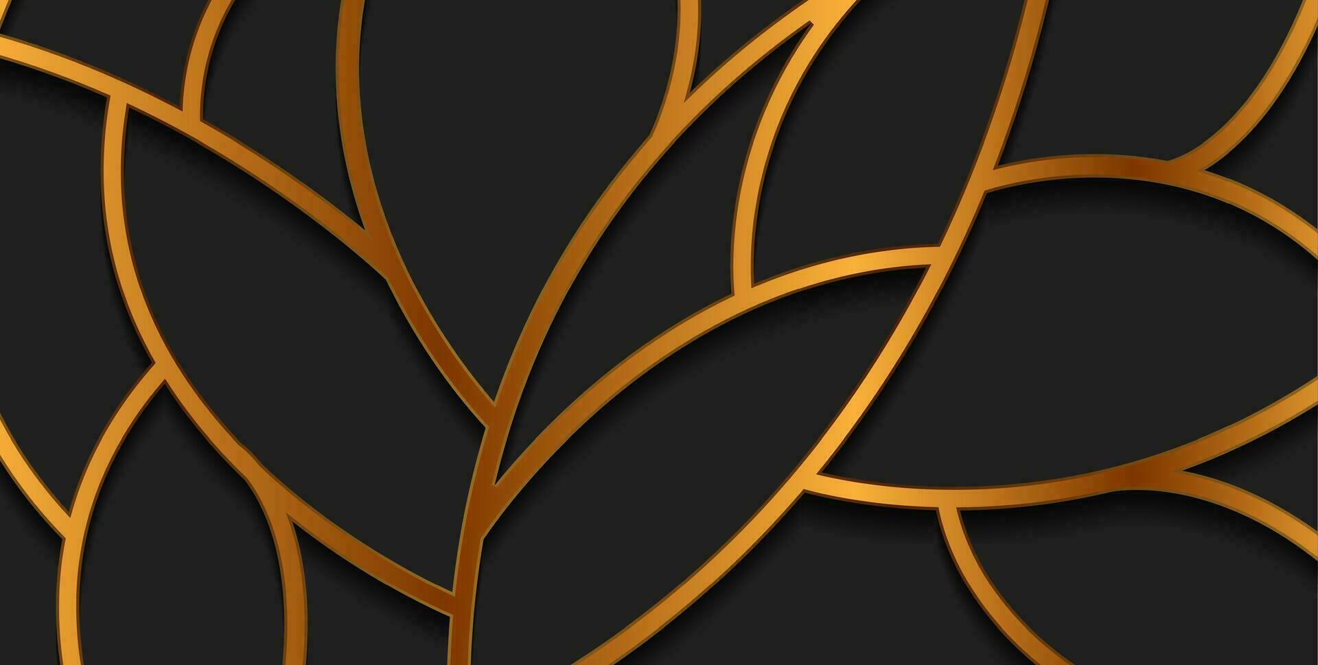 Black corporate background with golden wavy pattern vector