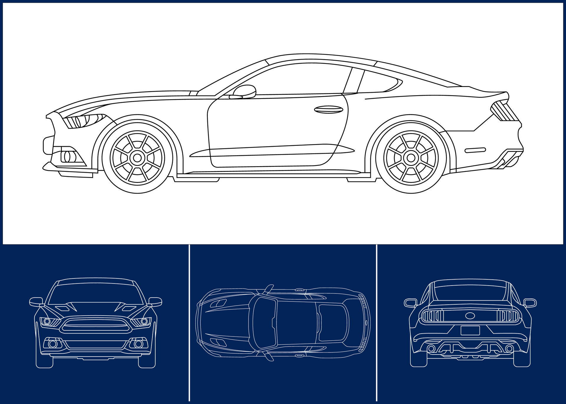 Sport Car template Transportation outline stroke template Blueprint