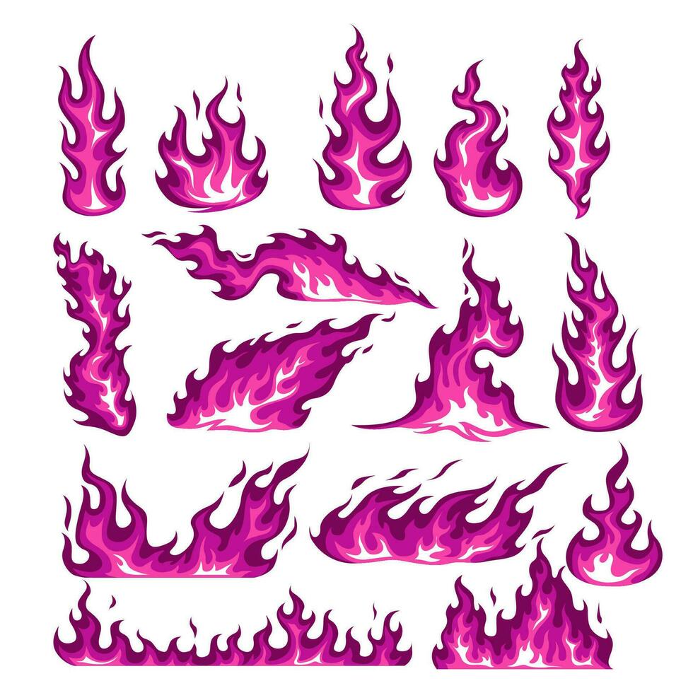 Set of purple flames vector. Cartoon of flames Vector eps 10 27901626