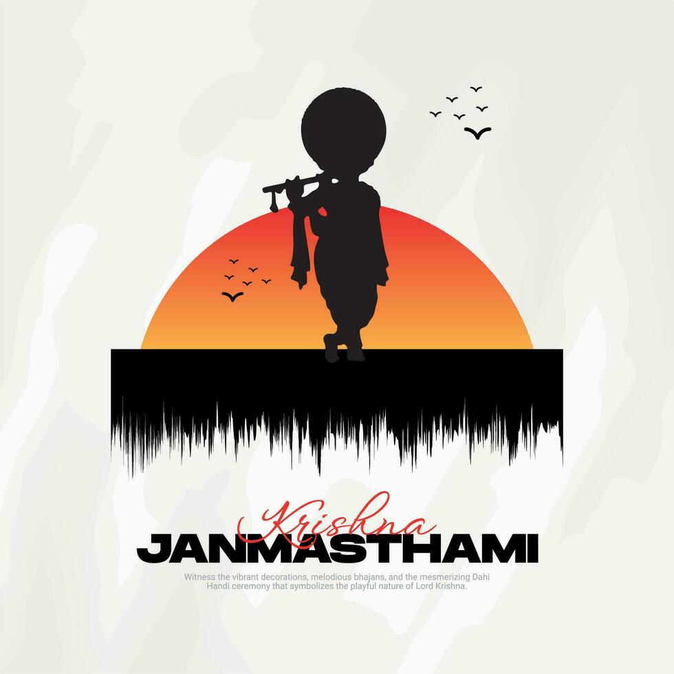 contento Krishna janmashtami celebracion indio festival social medios de comunicación enviar bandera póster en hindi caligrafía vector