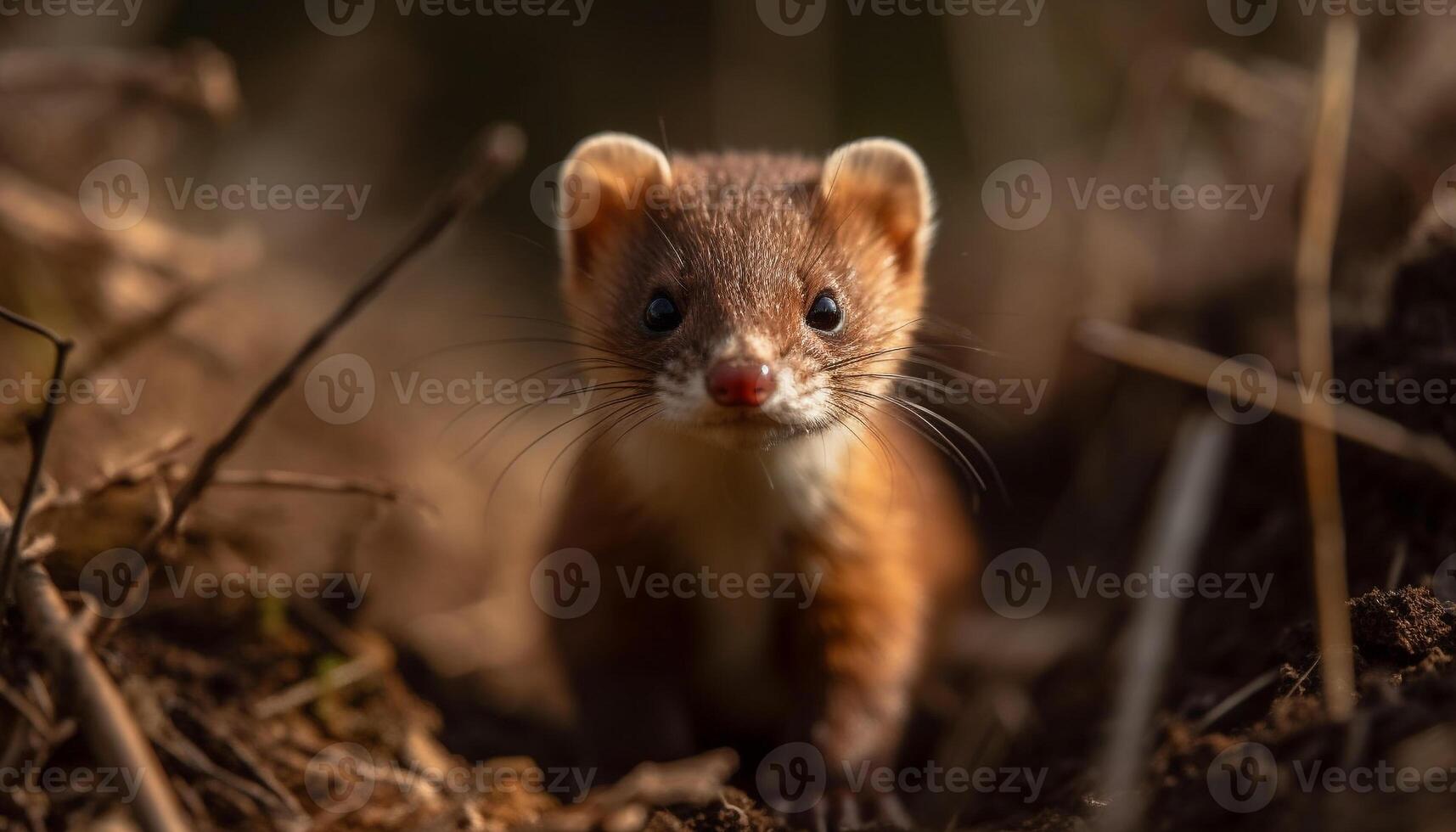 Cute small mammal sitting in grass, looking at camera generated by AI photo