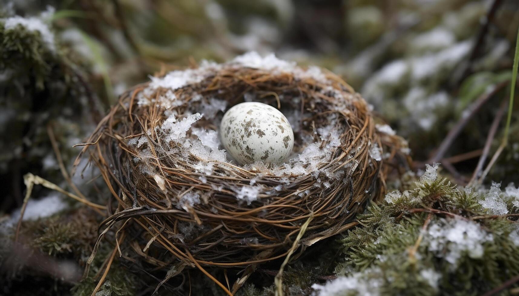 un pequeño pájaro escotillas en un nido en un árbol rama generado por ai foto