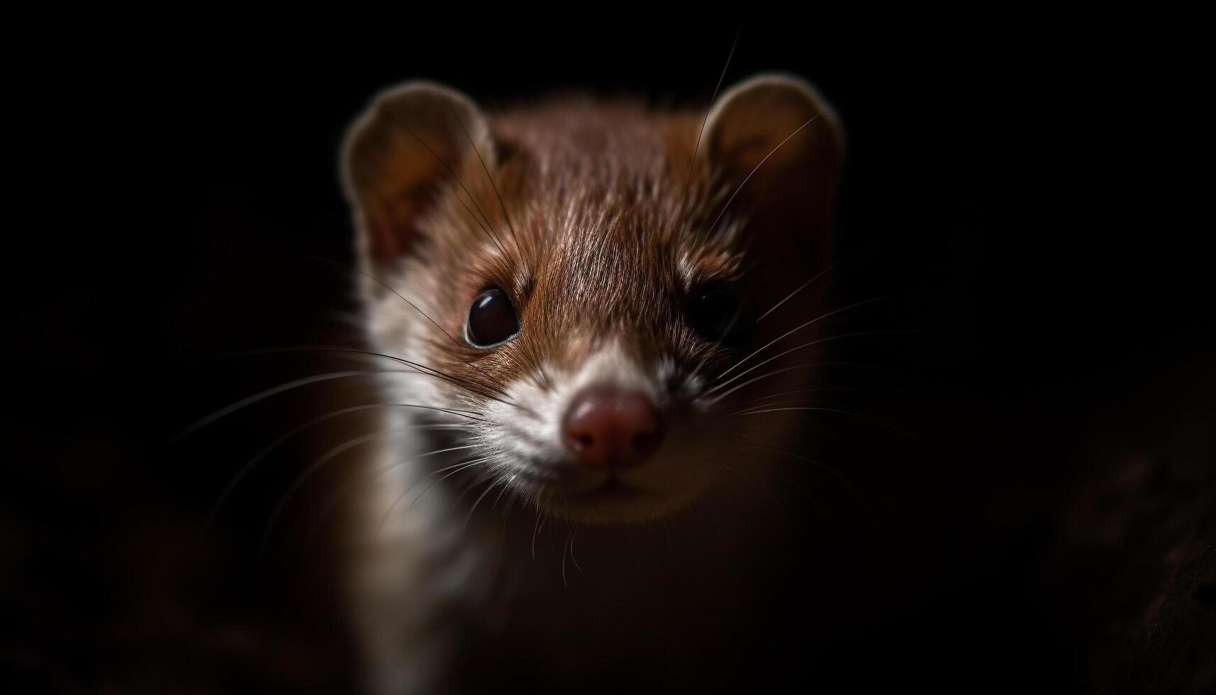 A cute small rodent with fluffy fur and whiskers generated by AI photo