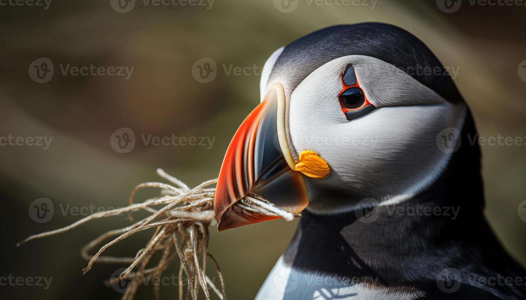 A vibrant, close up portrait of a cute macaw perching outdoors generated by AI photo