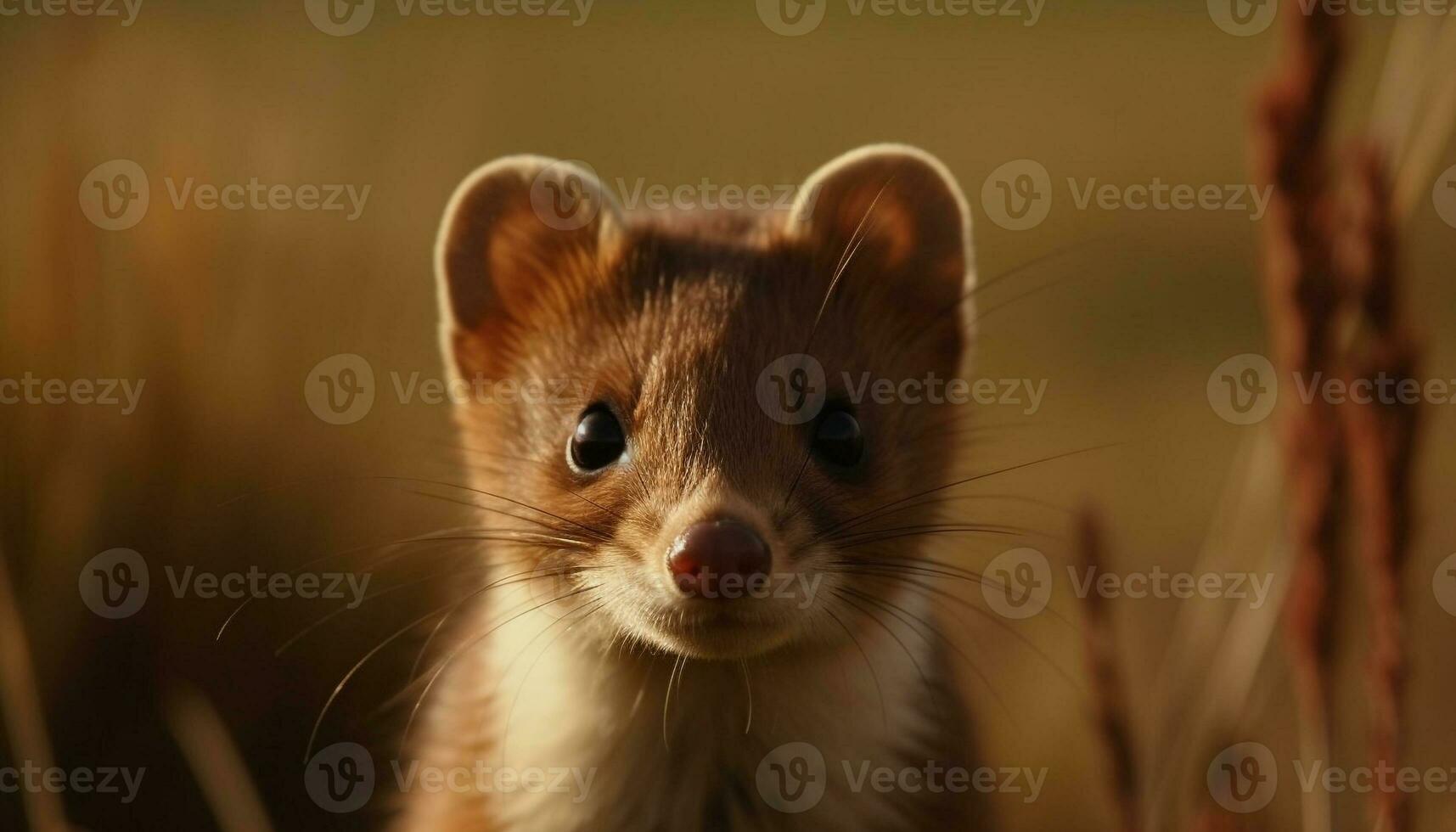 Cute mammal, small and fluffy, with a playful curiosity generated by AI photo