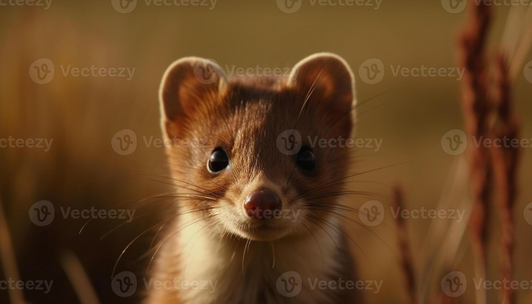 Cute mammal, small and fluffy, with a playful curiosity generated by AI photo