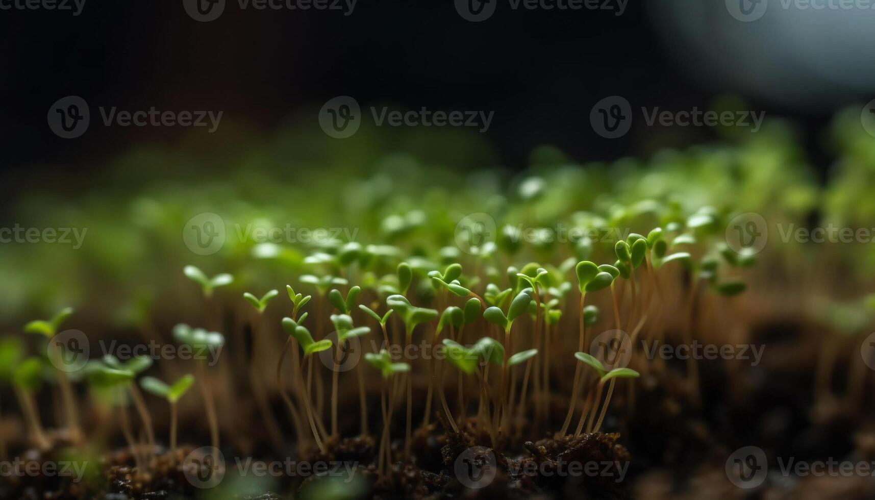 Fresh green plant growth in nature, close up of leaf macro generated by AI photo